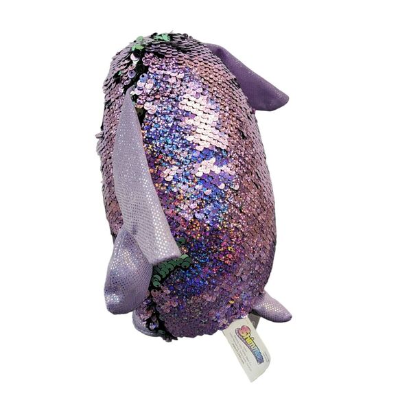 Shimmeez Delilah Dog‎ Plush 8" Dazzle Flip Sequin Purple Green Stuffed Plushie - Picture 6 of 7